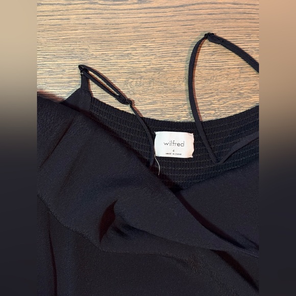 Aritzia Wilfred Affogato Spaghetti Straps Side Slit Midi Slip Dress Black Size 4 - Picture 10 of 14